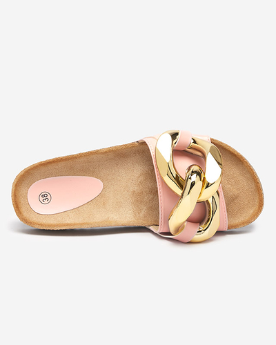 Rožinės moteriškos šlepetės su Sofig- Footwear dekoracija