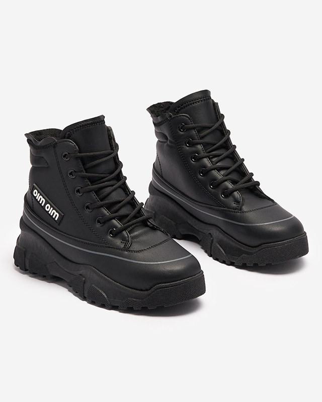 Женские утепленные спортивные ботинки черного цвета Lecvola- Footwear