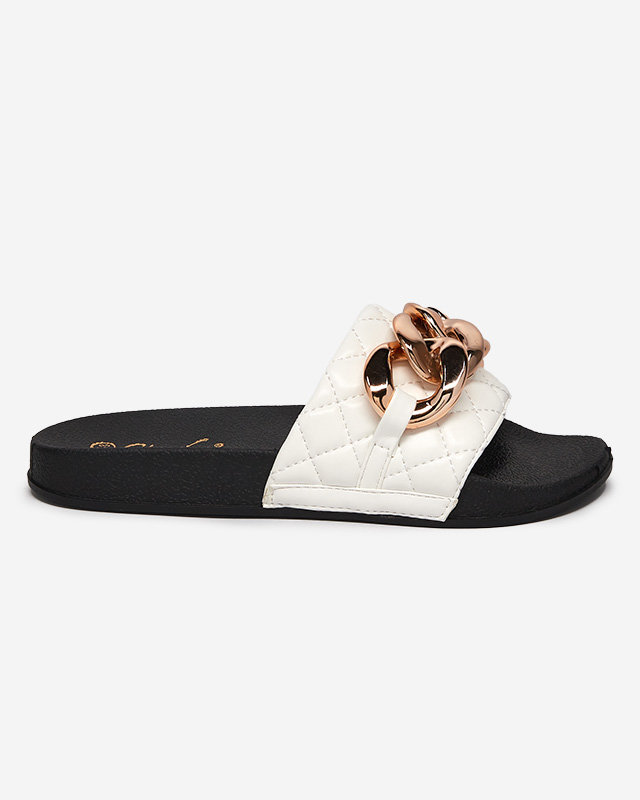 Женские белые тапочки с декором Lyrynn- Обувь