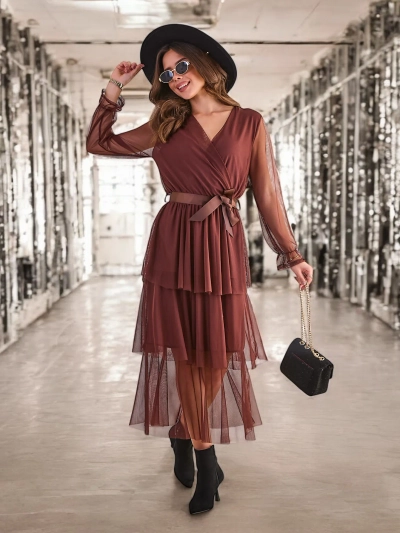 Женское длинное платье Royalfashion с оборками