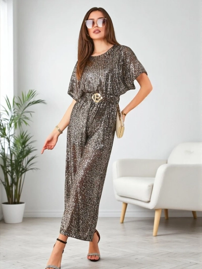 Royalfashion Длинный женский комбинезон с пайетками