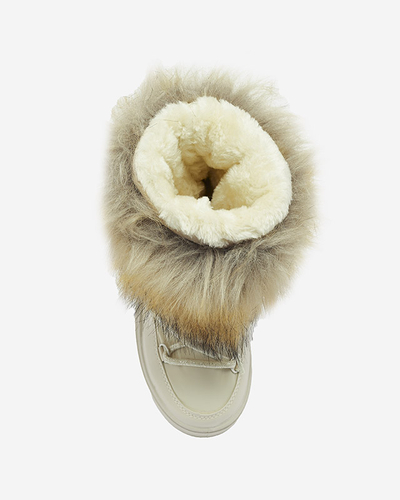 Бежевые детские ботинки-слипоны a'la snow boots with fur Asika - Обувь