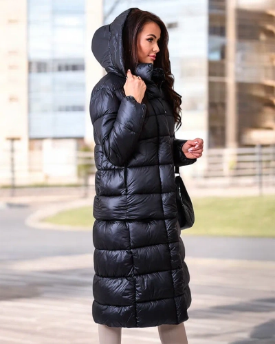Royalfashion Juoda moteriška žieminė striukė