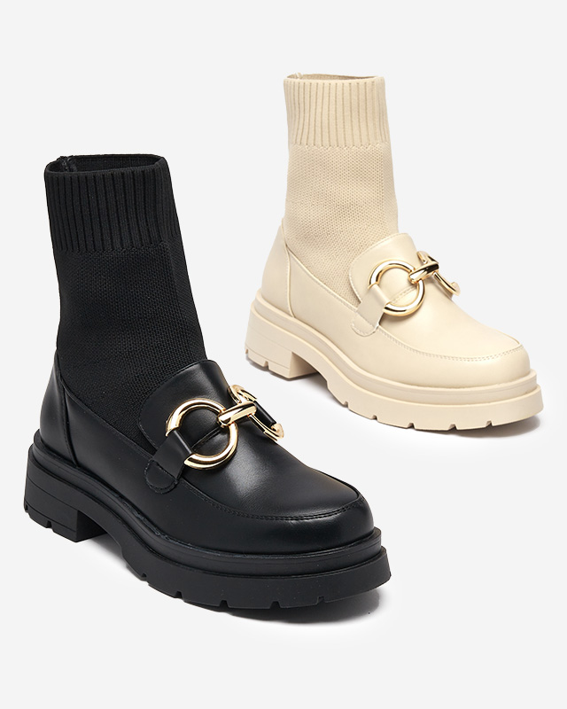 Бежевые женские высокие лоферы Qenarisa