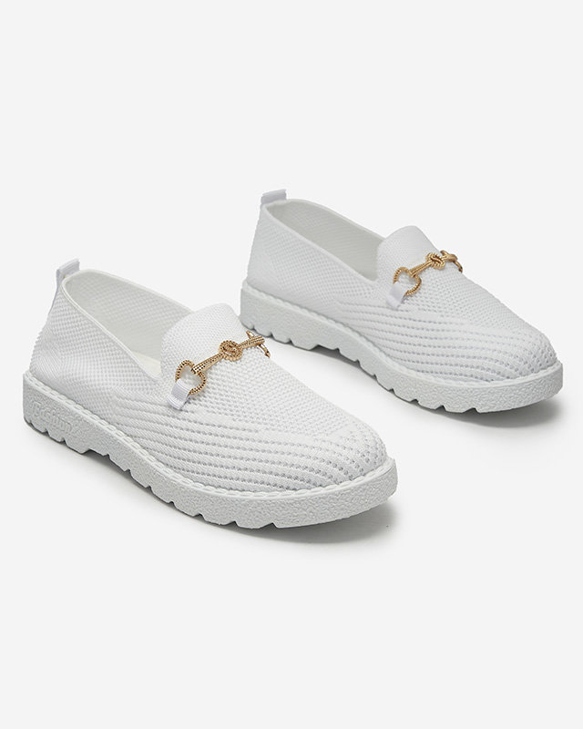 Balti moteriški sportbačiai su aukso puošmena Enelida - Avalynė