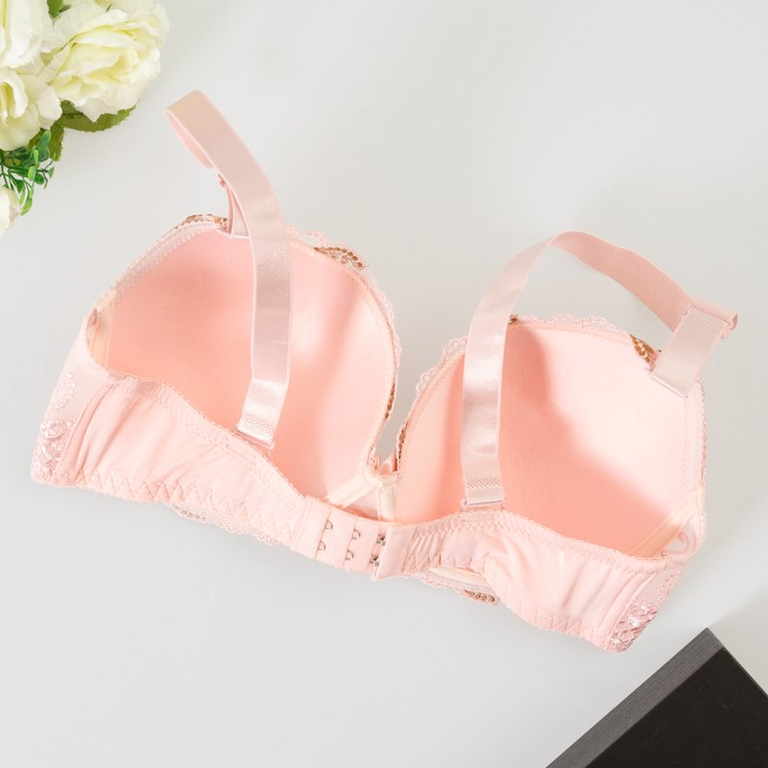 Розовый мягкий бюстгальтер с кружевом - Нижнее белье