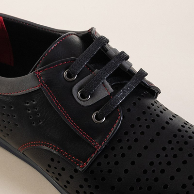 Черная мужская обувь с красной нитью Iona
