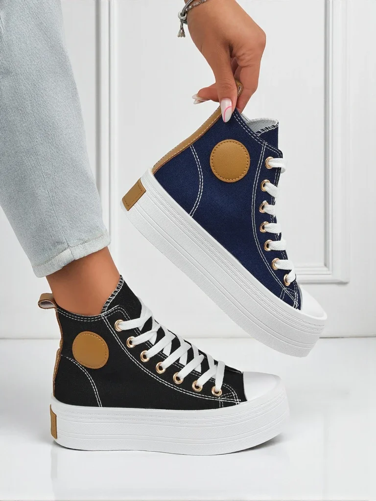 Женские кеды Callisto Nero на платформе, ткань, черные, лето/осень