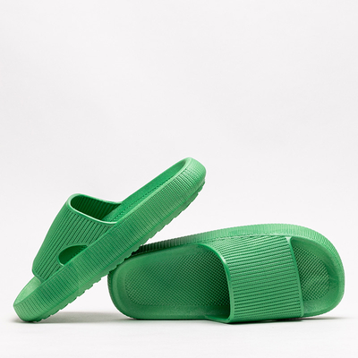 Зеленые резиновые шлепанцы с тиснением Olinda