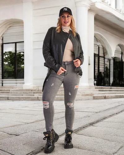 "Royalfashion" Moteriška ekologiškos odos "ramones" striukė