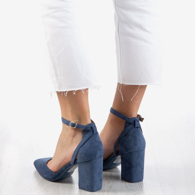 Niebieskie czółenka na wyższym słupku Party Time - Obuwie