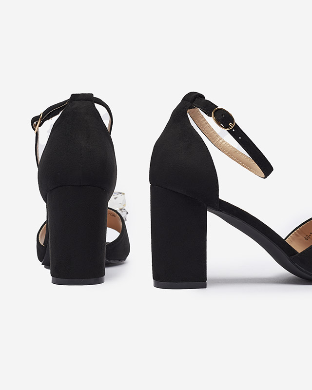 Женские сандалии на заднике с декоративными кристаллами черного цвета Berlogo- Footwear