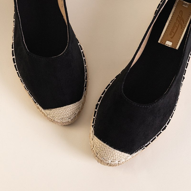 Moteriškos juodos eko-zomšos espadrilės Silina- Batai