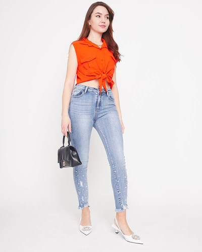 Orange crop top palaidinė susegama sagomis - Drabužiai