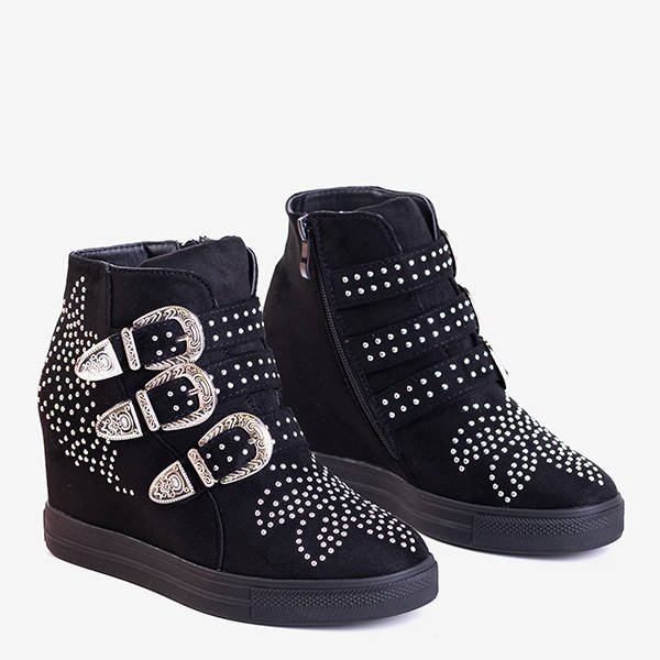 Черные кроссовки на танкетке с блестками Princali - Обувь