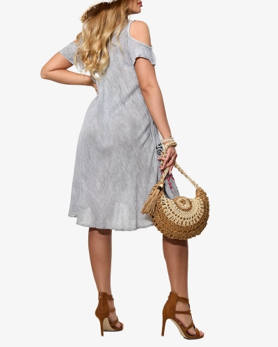 Серый женский принт пляжное платье-покрывало - Одежда