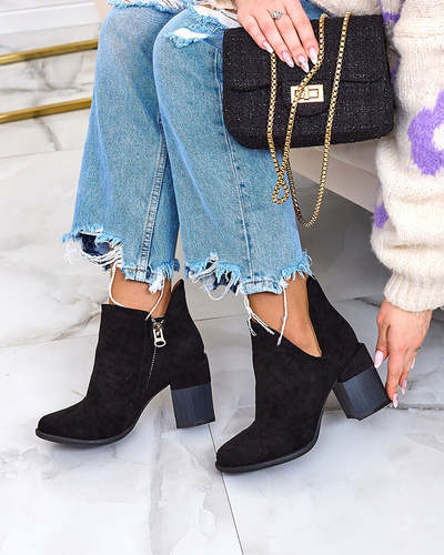 Royalfashion Черные женские сапоги на шпильке Ricteas