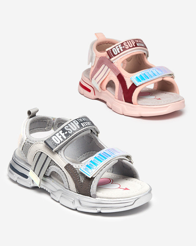 Pilkos spalvos mergaičių basutės su holografiniais intarpais iš Heilol - Footwear
