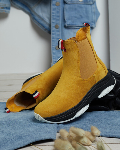 OUTLET Geltoni moteriški apšiltinti ekovamšos batai "Ducti" - Avalynė