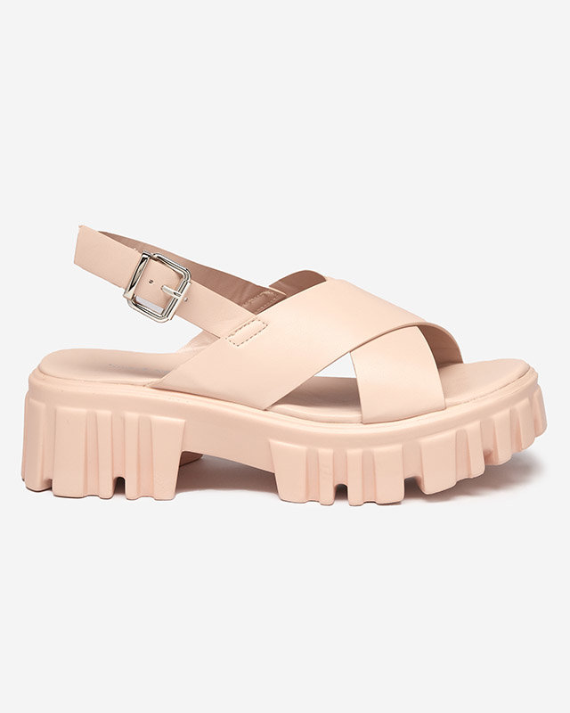 OUTLET Šviesiai rožinės spalvos moteriškos basutės ant masyvaus Otida pado - Avalynė