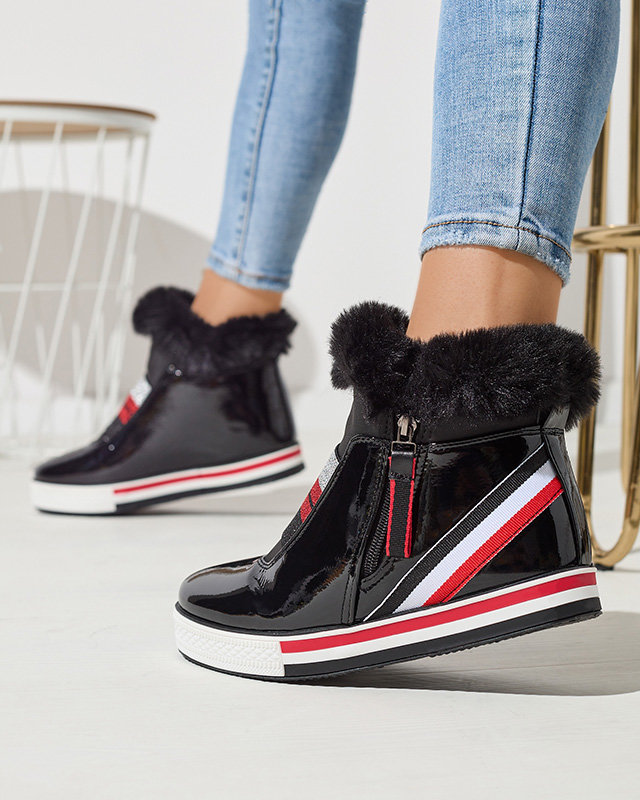 OUTLET Черные женские спортивные сапоги со скрытым каблуком и мехом Gomiu- Footwear