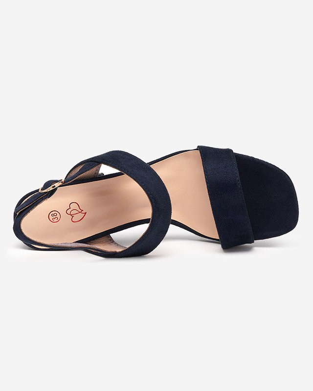 Женские босоножки темно-синие на шпильке Riddo- Обувь