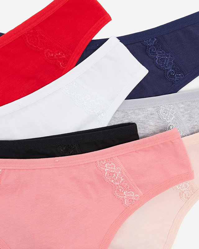 Moteriškų medvilninių kelnaičių komplektas su nėriniais 7 / pak. - Apatiniai