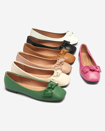 Женские бежевые балеринки с украшением на носу Caxien- Footwear