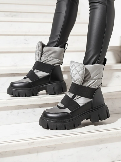 Juodai pilki moteriški sniego batai plokščiu padu "Ferory- Footwear"