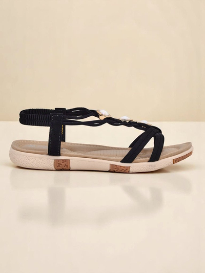 Royalfashion Callista Rhinestone Espadrille Sandals – Black