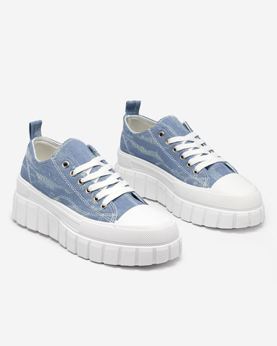 Mėlyni moteriški sportbačiai a'la džinsai Resi platformoje - Avalynė