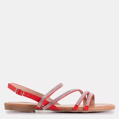 OUTLET Красные женские сандалии с фианитом Mitali - Обувь