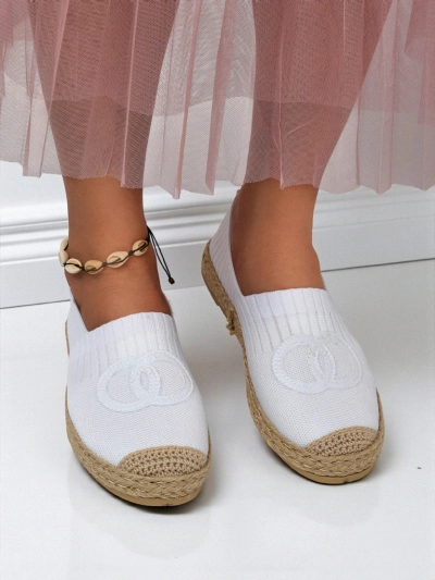 Espadryle damskie Calista Biancha – białe płaskie z eko zamszu, styl włoski