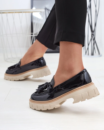 Черные лакированные женские мокасины с кисточками Kaipo- Footwear