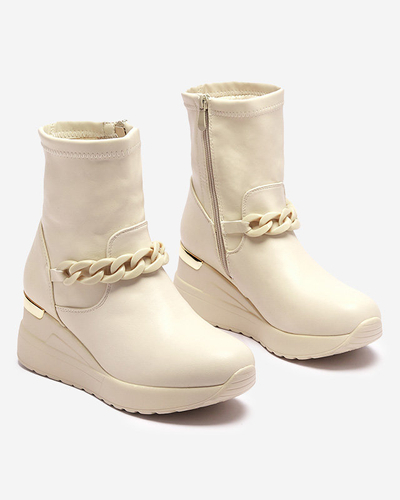 Бежевые женские сапоги на якоре с цепочкой Fefricca- Footwear