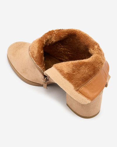 Royalfashion Женские сапоги на низкой шпильке светло-коричневого цвета Dogdas