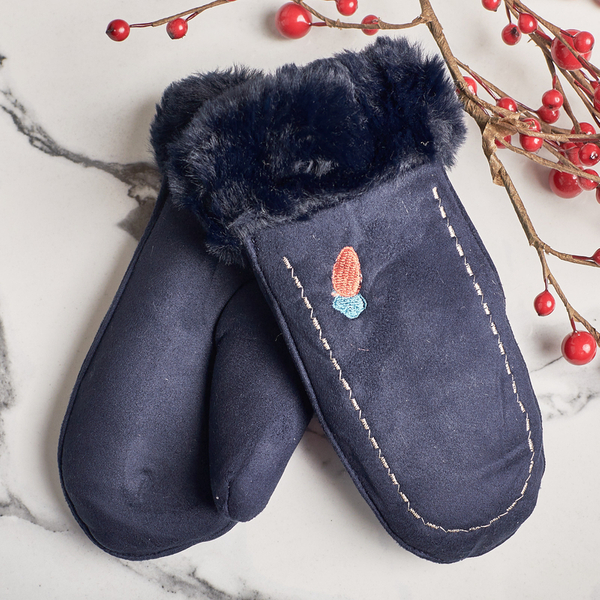 Темно-синие детские варежки