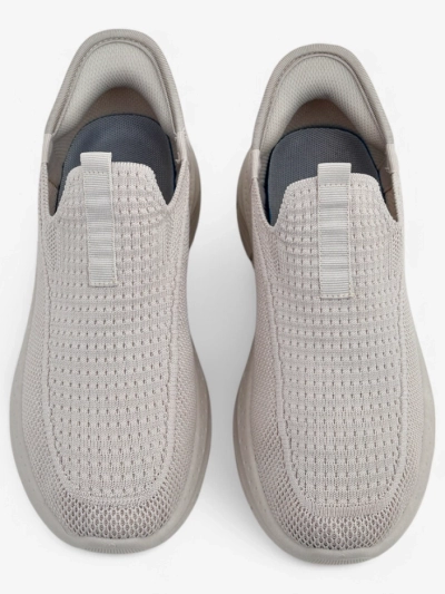 Aurelia Comfort Beżowe Slip On Damskie Buty z Tkaniny Na Płaskim Obcasie