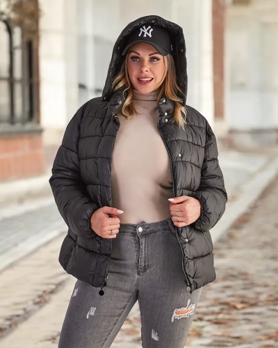 Royalfashion Juoda moteriška žieminė striukė