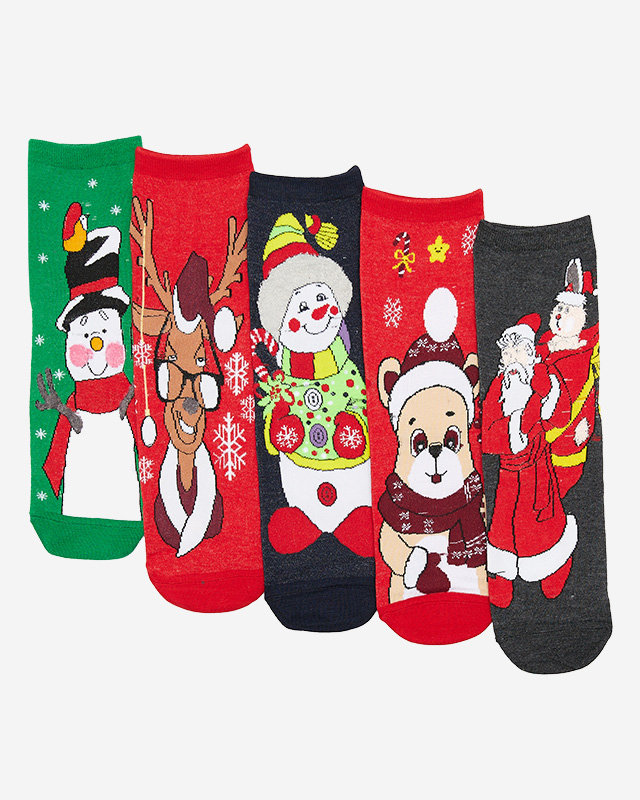 Носки женские с новогодним рисунком 5 шт/уп - Нижнее белье
