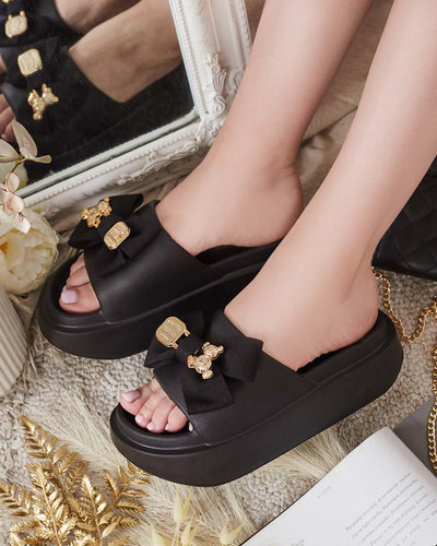 Royalfashion Moteriškos guminės šlepetės su dekoratyviniu lankeliu Apis