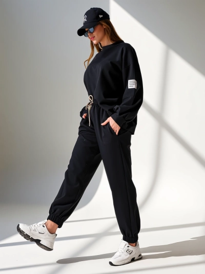 Royalfashion Женский комплект из хлопка с ребристыми манжетами на ногах