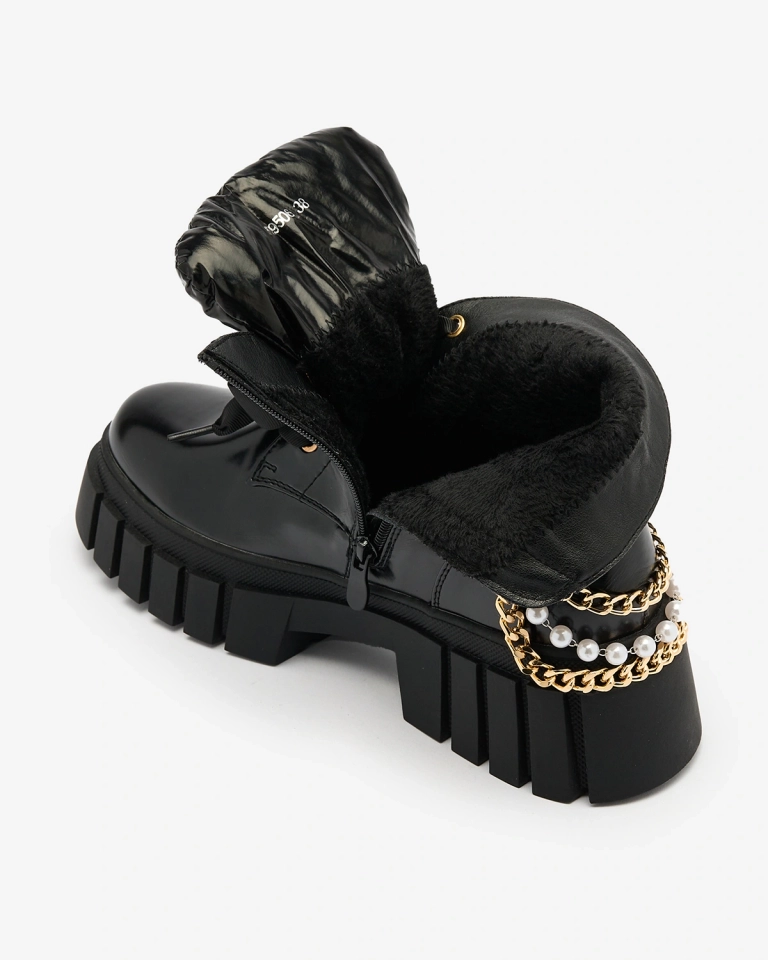 Royalfashion Женские утепленные ботинки черного цвета Dahaff