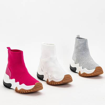 Sidabriniai moteriški aukštakulniai treniruokliai su blizgučiais Tenera - Avalynė