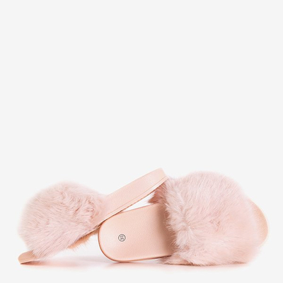 Шлепанцы из нонни пудрового меха для девочек - Обувь