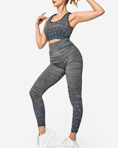 Серый женский спортивный комплект с темно-синими вставками - Одежда