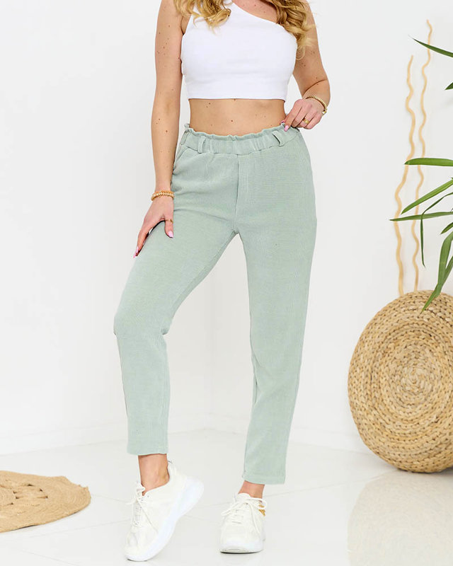 Plačios žalios velvetinės kelnės - Apranga