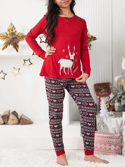 Рождественская детская пижама из хлопка Royalfashion с полярными оленями