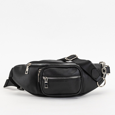 Juodas moteriškas inkstų krepšys su sidabriniu užtrauktuku - Aksesuarai