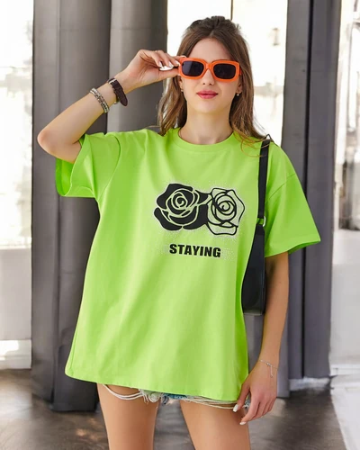 Royalfashion Женская хлопковая футболка Розовая Цветок